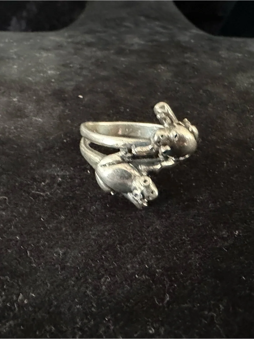 Sterling Silver Double Frog Ring